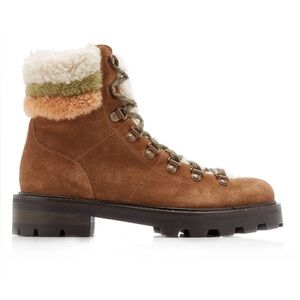 Jimmy Choo - Women's Eshe Shearling Combat Boots - Brown